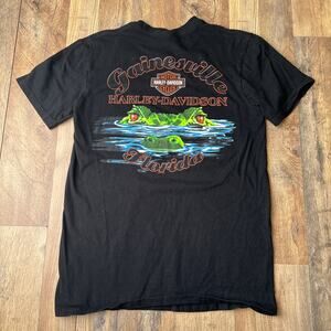 Harley Davidson T-Shirt Womens Medium Black Motorcycle Gator Florida Gainesville